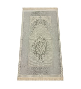 Lüks Açık Renk Osmanlı Tafta Seccade – 0210 Gri (Çok Renkli)