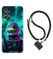 Samsung Galaxy M14 Kılıf Resimli Boyun Askılı İpli Desenli Silikon Series Space 1814