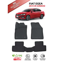 Havuzlu 3d Siyah Paspas Takımı, Fiat Egea 2015 ve Sonrası 3d Havuzlu Paspas+Araç Kokusu