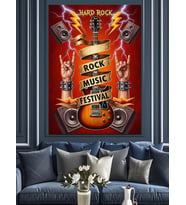 Rock Müzik Festivali Posteri Dekoratif Kanvas - Mdf Ahşap Tablo