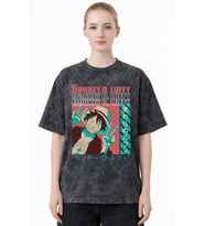 Monkey D. Luffy One Piece Anime Baskılı Unisex Oversize Eskitme Yıkamalı Tişört
