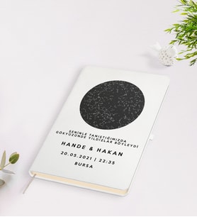 BK Gift Kişiye Özel Gökyüzü Yıldız Haritası Beyaz Defter