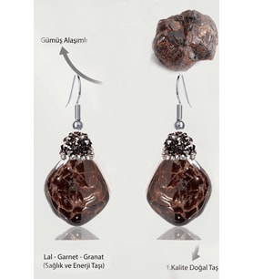 Sertifikalı Zirkon Taşlı Model Ham İşlenmemiş Lal - Garnet - Granat Taşı Küpe (Vişne)