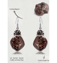 Sertifikalı Zirkon Taşlı Model Ham İşlenmemiş Lal - Garnet - Granat Taşı Küpe (Vişne)