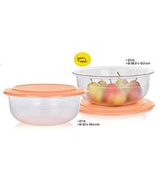 Tupperware Kristalin Serisi Servis Ve Saklama 2.1 Lt Ve 3.5 Lt 2 Li Set Turuncu