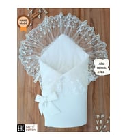 DANTELLİ BEBEK BATTANİYESİ %100 PAMUKLU DOĞAL ORGANİK UYKU KUNDAĞI HEDİYELİK YENİDOĞAN MEVLÜTLÜK KND45514