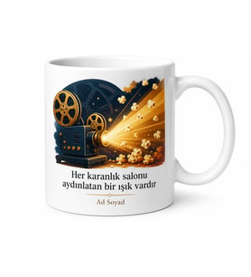 Sinema Makinisti Dijital Projeksiyon Işık Hüzmesi Patlamış Mısır Kupa Bardak Hediye