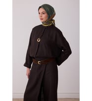 Geometrik Desen %100 Twill İpek Eşarp BE23