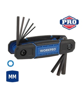WORKPRO WP222028 8 Parça CR-V Metrik Çakı Tipi Profesyonel Allen Anahtar Takımı