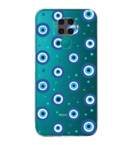 PrintiFy Huawei Mate 30 Lite ile Uyumlu Nazar Boncuğu 1 Baskılı Kamera Korumalı Şeffaf Silikon Kılıf