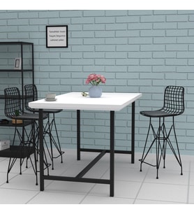 Knsz orta boy tel bar sandalyesi 1 li mağrur syhsyh 65 cm oturma yüksekliği mutfak bahçe cafe ofis (Karışık)