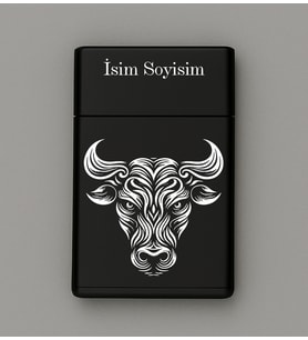 Boğa Desenli Metal Tabaka – Kişiye Özel İsimli Hediyelik