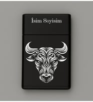 Boğa Desenli Metal Tabaka – Kişiye Özel İsimli Hediyelik