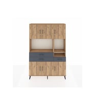 Arges Dolap 9 Raflı 3 Çekmeceli 6 Kapaklı 132x30x195 Çam-Çam/Antrasit