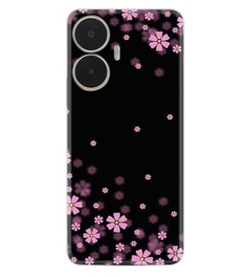 Realme C55 Kılıf Resimli Desenli Baskılı Silikon Black flowers 1391