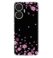Realme C55 Kılıf Resimli Desenli Baskılı Silikon Black flowers 1391
