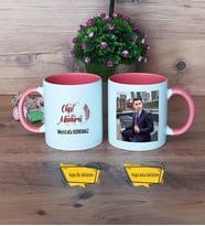 Okul Müdürü Kupa Bardak Pembe Fotoğraflı Öğretmenler Günü Hediyesi