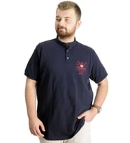Mode XL Büyük Beden T-Shirt Hakim Yaka Yatching 22327 Lacivert
