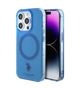 Apple iPhone 15 Pro Uyumlu Kılıf U.S. Polo Assn. Orjinal Lisanslı M-safe Şarj Özellikli Transparan Tasarım Kapak (Mavi)
