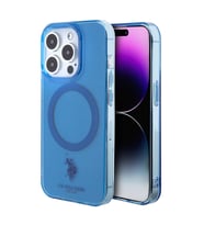 Apple iPhone 15 Pro Uyumlu Kılıf U.S. Polo Assn. Orjinal Lisanslı M-safe Şarj Özellikli Transparan Tasarım Kapak (Mavi)