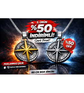 Paslanmaz Çelik Antik Gümüş Antrasit Kuzey Yıldızı Pusula  /TEK FİYAT İKİ ÜRÜN