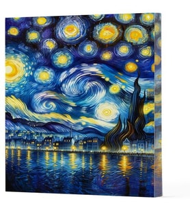 Van Gogh 7 - Yıldızlı Gece Çizgili Yan Boyamalı Defter