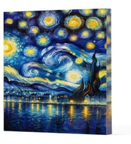Van Gogh 7 - Yıldızlı Gece Çizgili Yan Boyamalı Defter