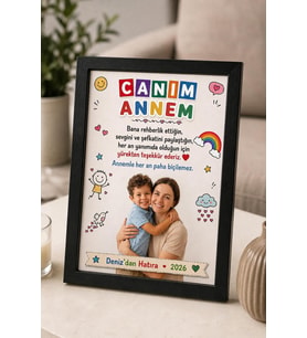 Kişiye Özel Canım Annem Çerçeve Fotoğraflı Anneye Hediye Anlamlı Doğum Günü Hediyesi