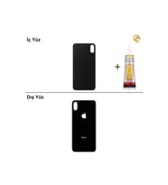 iPhone X Siyah Arka Kapak Arka Cam Batarya Kapağı Lazer Kesim Kapak Pil Kapağı + B-7000 Yapıştırıcı