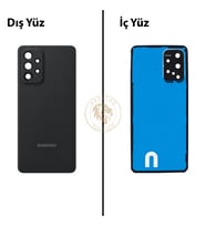 Samsung A33 Siyah Arka Kapak Arka Cam Batarya Kapağı Lazer Kesim Kapak Pil Kapağı Back Cover