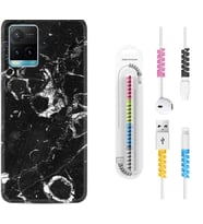 Vivo Y11S Y21S Y20 Y20S Y70 Kılıf Kablo Koruma Spiral Silikon Black Hole Marble 1387