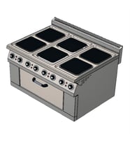 CSA Karacasan 900 Seri Dolaplı 120 cm 6 Gözlü Elektrikli Ocaklı Kuzine (120x90x85Cm)