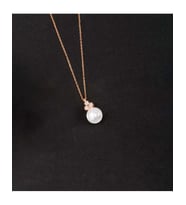 925 Ayar Zirkon Taşlı Tria Küre Gümüş İnci Kolye (Rose)