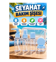 Seyahat Bakım Şişesi Seti – 5 Parça 30 ml Dolum Kabı ve Şeffaf Taşıma Çantası