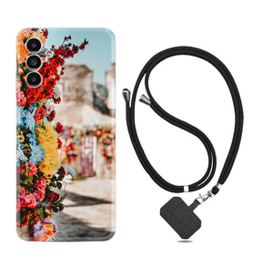 Samsung A23 A31 A32 A50 A51 A52 A53 A70 Kılıf Boyun Askılı Silikon Gerçek Çiçekler 1743