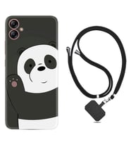 Samsung Galaxy A04E Kılıf Silikon Boyun Askılı İpli Desenli Silikon Hello Panda 1709