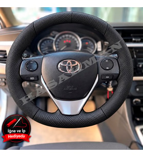 Toyota Verso AR20 Dikme Direksiyon Kılıfı Premium Komple Delikli Deri Siyah Dikiş 2013-2018