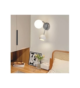 Modern Aplik Çift Yönlü E27 Mat Opal Cam GU10 Küre Krom Kaplama Gövde Os ram Tasarruflu LED