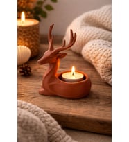 Dekoratif Geyik Mumluk Tealight Mumluk Balkon Sehpa Masa Üstü Ev Dekoru 11.5 cm