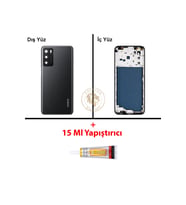 Oppo A16 Siyah Uyumlu Lensli Orta Kasa + B7000 Yapıştırıcı Full Kasa Kapak Gövde Housing
