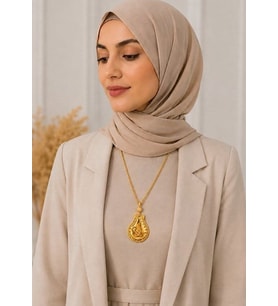 14 Ayar Altın Osmanlı Tuğralı Damla Model Geleneksel Motifli Zarif Kadın Kolyesi