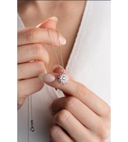 Elika Silver Kadın 925 Ayar Gümüş Pembe Lotus Çiçeği Kolye