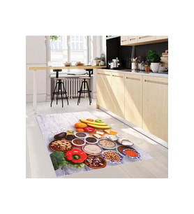 Rovigo Home Dijital Baskı Yıkanabilir Kaymaz Taban Mutfak Halısı RVG2102-SD257 (Krem)