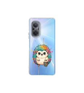 Huawei Nova 9 Se ile Uyumlu Splash Kirpi Tasarımlı Şeffaf Silikon Kılıf