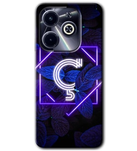 İnfinix Hot 40i Kılıf HD Desen Baskılı Kılıf - Dark Neon Yaprak Ç Harfi