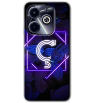 İnfinix Hot 40i Kılıf HD Desen Baskılı Kılıf - Dark Neon Yaprak Ç Harfi