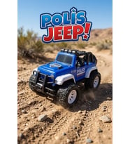 Oyuncak Polis Jeep Arazi Aracı - Sürtmeli Off-Road Polis Arabası - Mavi/Beyaz