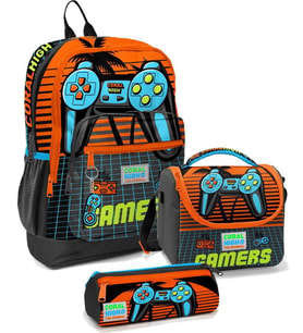 Coral High İlkokul Çantası Seti Turuncu Gamers - Erkek Çocuk