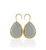 Kadir Jewellery 22 Ayar Altın Kaplama Damla Taşlı Küpe -El İşçiliği Ve Hipoalerjenik Küpe