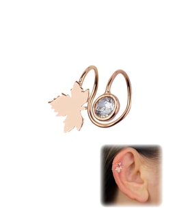 Tekli 925 Ayar Yaprak Kıkırdak Küpe - Rose